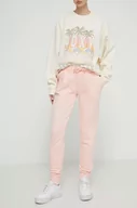 Spodnie damskie - Superdry spodnie dresowe bawełniane kolor różowy z aplikacją - miniaturka - grafika 1
