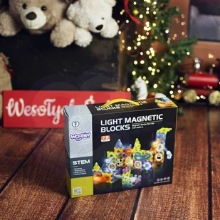 WOOPIE Klocki Magnetyczne Tor Kulkowy Świetlny 75 el. - Tory, garaże, parkingi - miniaturka - grafika 24