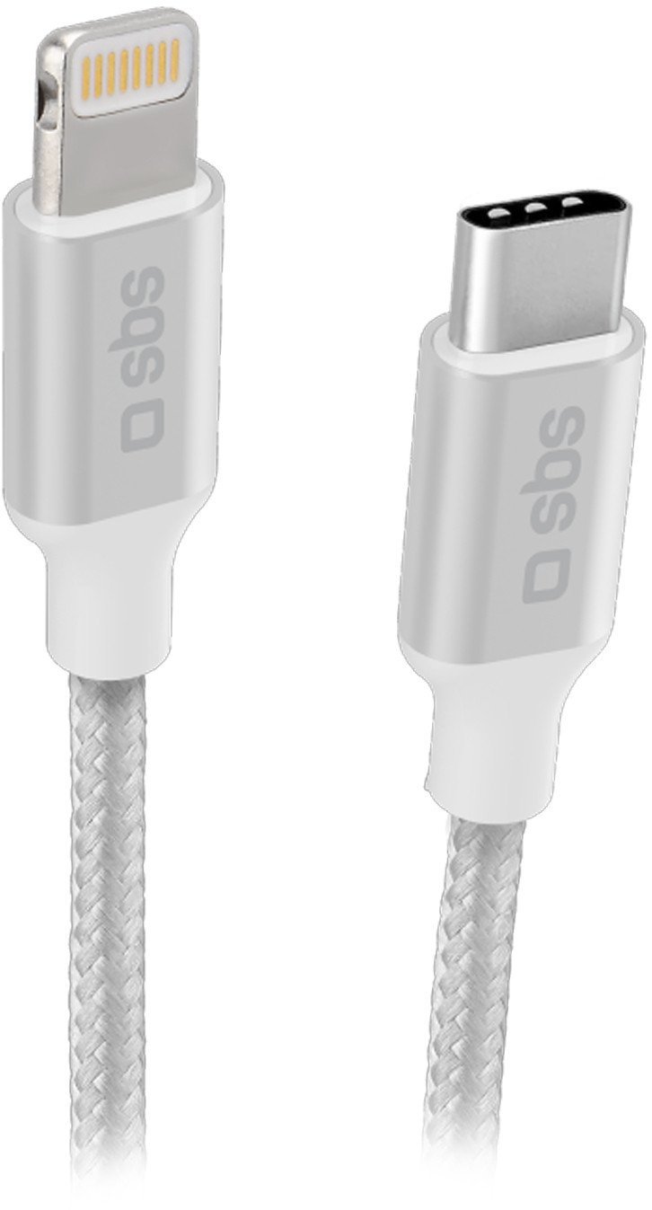 SBS Silver Metal Braided USB-C - Lightning sudraba - Vads