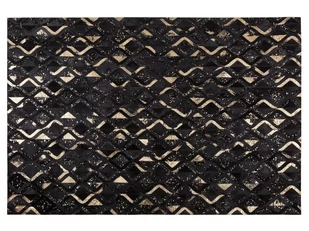 Beliani Dywan czarno-złoty 160 x 230 cm skórzany DEVELI - Dywany - miniaturka - grafika 1