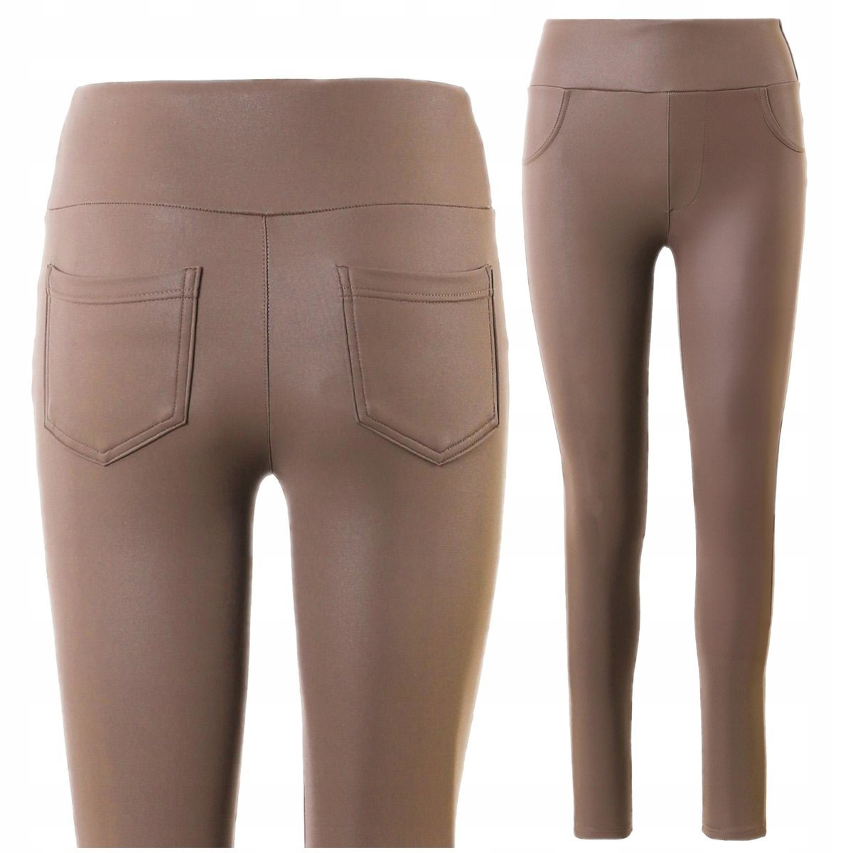 Eleganckie Legginsy Damskie Getry W Stylu Skórzanym Wysoki Stan Moraj Xl