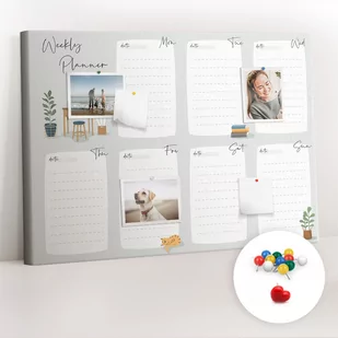 Organizer, Tablica korkowa 100x70 cm + Kolorowe Pinezki - Przytulny planer na tydzień - Tablice i flipcharty - miniaturka - grafika 1