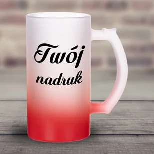 Kufel z mrożonego szkła z czerwonym dnem z Twoim nadrukiem - Kieliszki - miniaturka - grafika 1