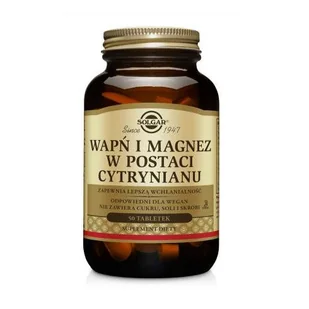 Solgar solgar wapń magnezu cytryniany 50 tabletów E508 - Suplementy naturalne - miniaturka - grafika 1