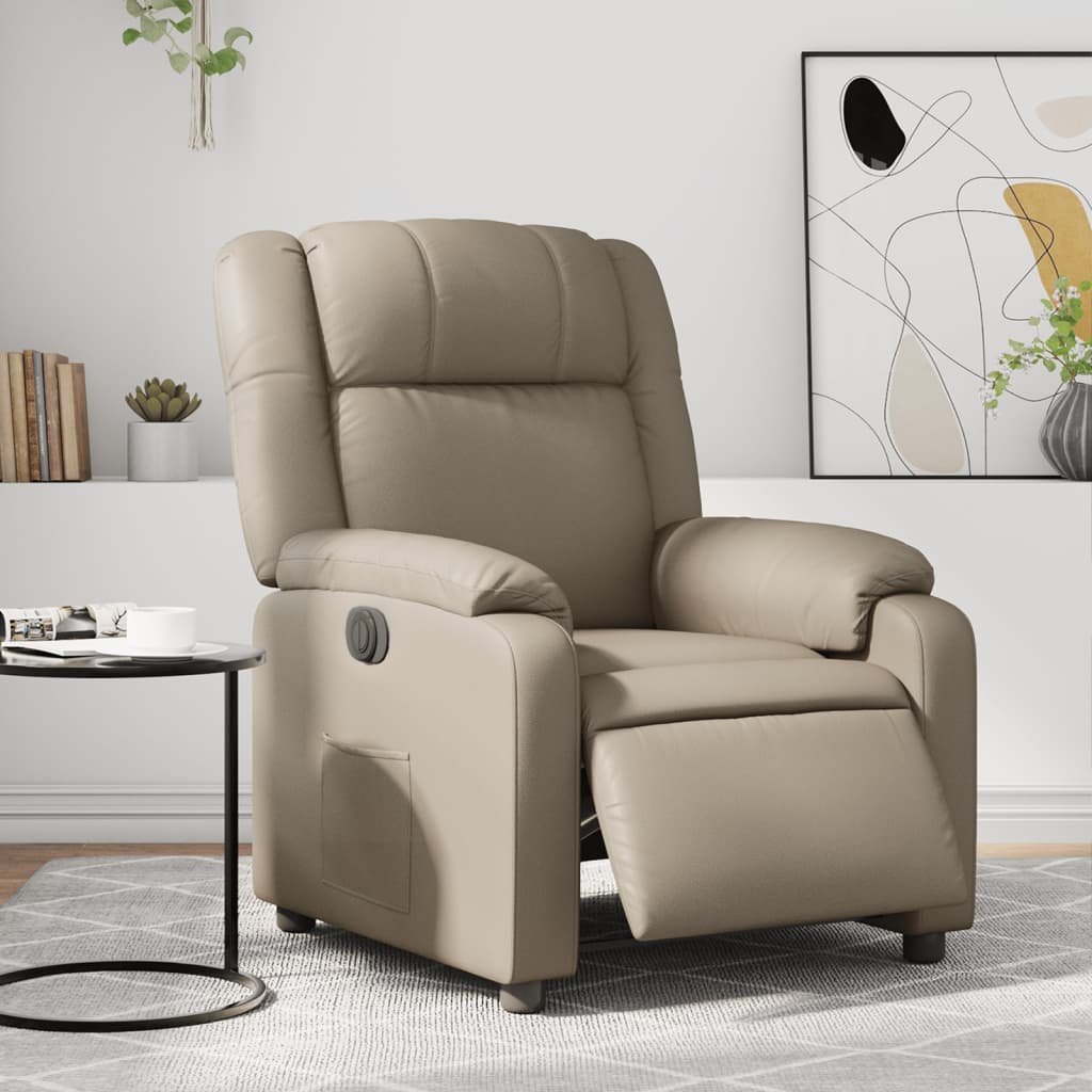 vidaXL Elektryczny fotel rozkładany, cappuccino, obity sztuczną skórą