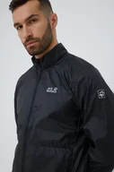Kurtki i kamizelki sportowe męskie - Jack Wolfskin wiatrówka Pack & Go kolor czarny - miniaturka - grafika 1