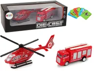 Samoloty i helikoptery - CZERWONY ZESTAW AUTEK STRAŻ POŻARNA NACIĄG HELIKOPTER - miniaturka - grafika 1