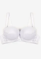 Biustonosze - Biały Biustonosz o Fasonie Push Up Zdobiony Koronką Morgis - miniaturka - grafika 1