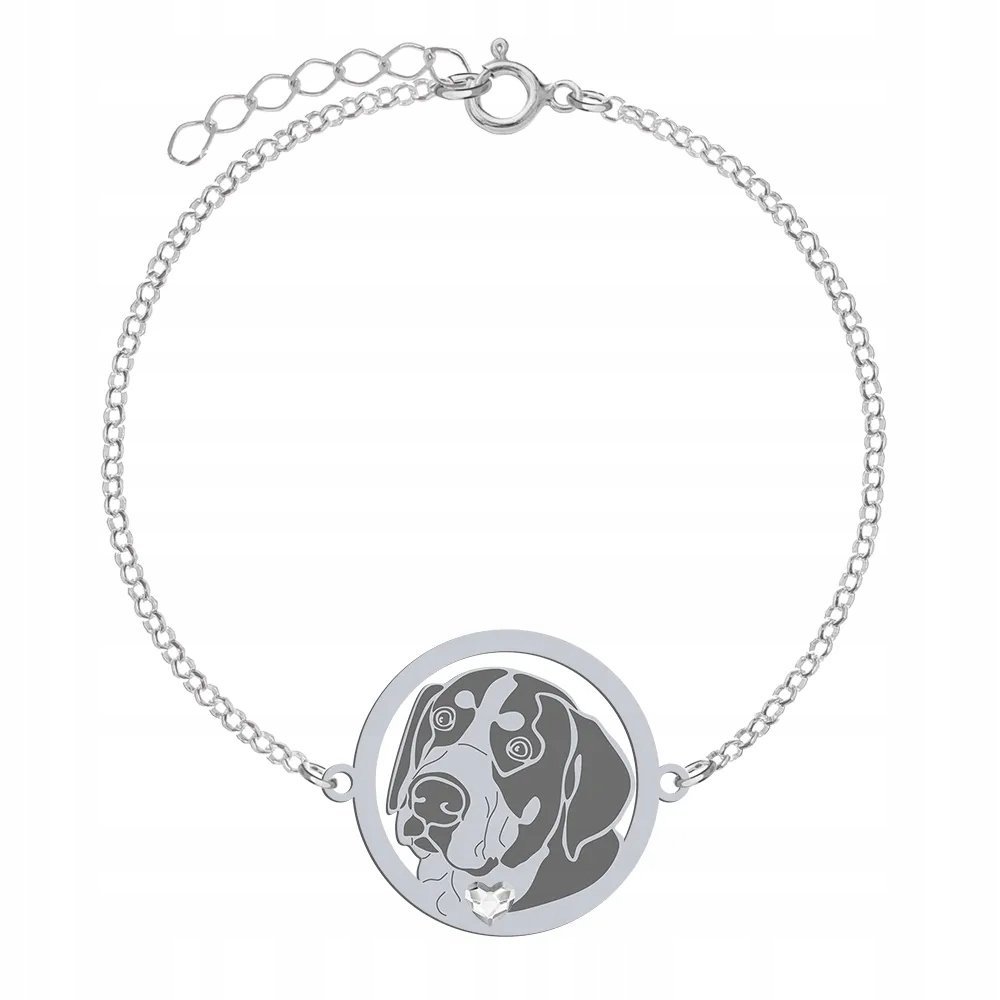 Bransoletka Srebro z Duży Szwajcarski Pies Pasterski 925 Prezent GRAWER