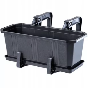 Skrzynka balkonowa z podstawką i uchwytami Trani 40 cm, grafit - Donice Skrzynka balkonowa z podstawką i uchwytami Trani 40 cm, grafit - Donice - miniaturka - grafika 1