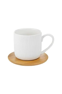 Filiżanka ze spodkiem bambusowym Florina Alisa 260 ml biała - Filiżanki - miniaturka - grafika 2