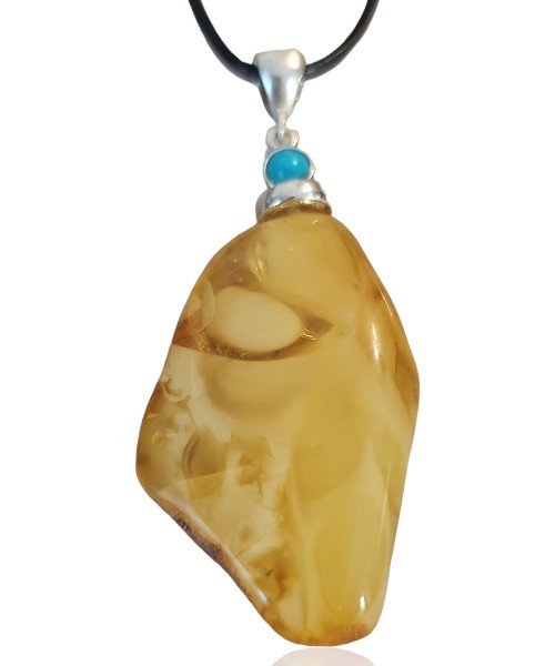 ankabizuteria.pl Srebrna zawieszka z naturalnym żółtym bursztynem i t