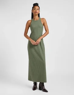 SUKIENKA DŁUGA DZIANINA ZIELONA LEE 112363489 RIB TANK DRESS OLIVE HEATHER XS - Sukienki - miniaturka - grafika 1
