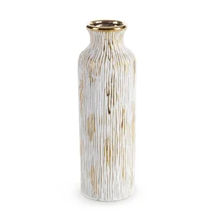 Wazon Ceramiczny Wysoki Anisa 10X10X30 Biały + Złoty - Wazony i flakony - miniaturka - grafika 1