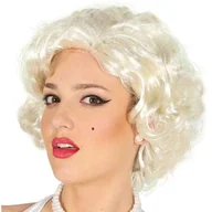 Dodatki do strojów karnawałowych - Guirca Peruka party "Marilyn Monroe", biała - miniaturka - grafika 1