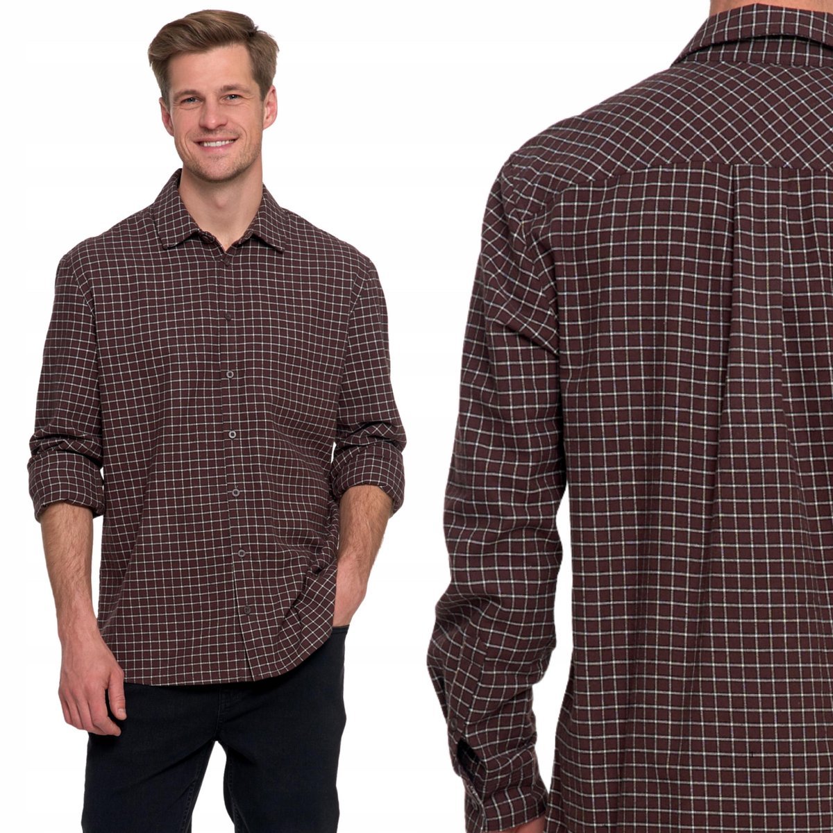 Stylowa Koszula Męska Flanelowa W Kratę 100% Bawełna Długi Rękaw Moraj L Patt 1