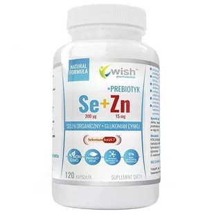 Wish Pharmaceutical Wish Selen 200 mcg + Cynk 15 mg + Prebiotyk - 120 kapsułek - Witaminy i minerały - miniaturka - grafika 1