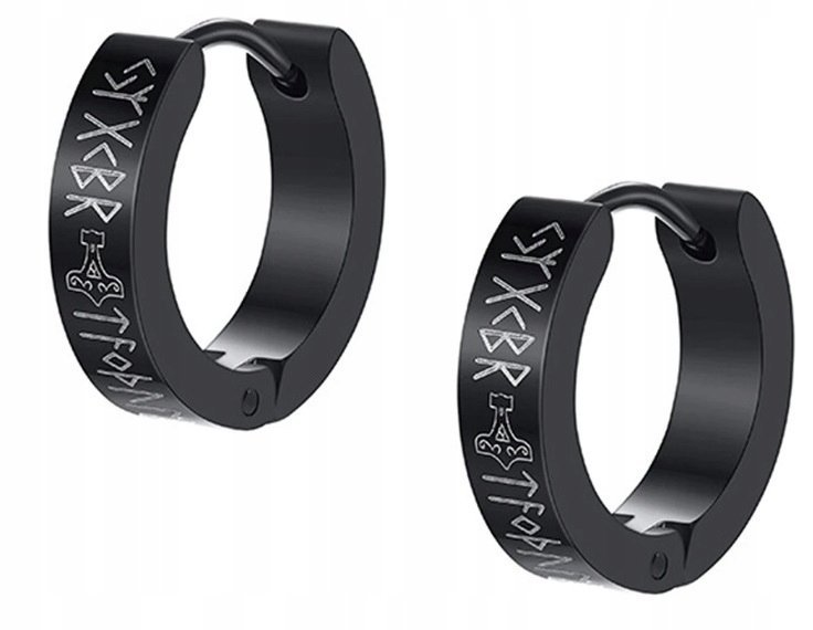 Viking Norse Kolczyki do Uszu Okrągły Ze Stali Punk Gothic