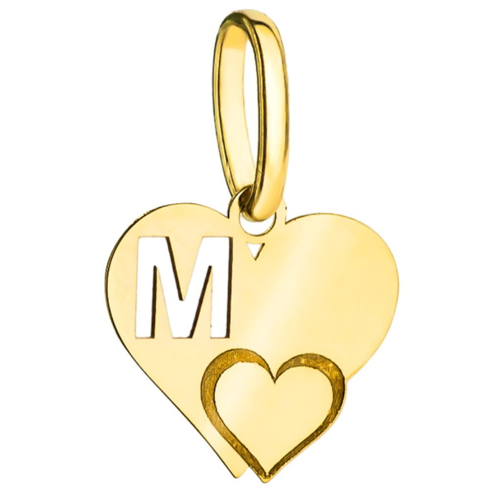 ZŁOTA ZAWIESZKA LITERKA M Z SERDUSZKIEM pr.585