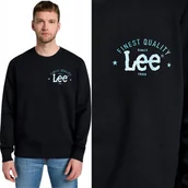 Bluzy męskie - Lee LOGO CREW SWEAT Jet Black CZARNA BLUZA Z MAŁYM LOGO REGULAR FIT XL - miniaturka - grafika 1
