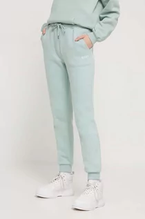 Spodnie damskie - Roxy spodnie dresowe kolor turkusowy gładkie - grafika 1