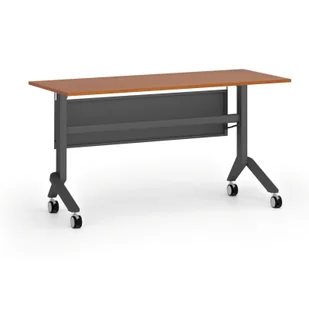Mobilny stół PRIMO MOVE, 1400 x 600 mm, podstawa czarna, czereśnia - Biurka - miniaturka - grafika 1