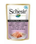 Mokra karma dla kotów - Schesir karma dla kotów saszetka tuńczyk z kurczakiem i szynką 50g - miniaturka - grafika 1
