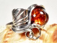 Pierścionki - 112-40 Pierścionek Srebro z Bursztynem - rozm.14 - miniaturka - grafika 1