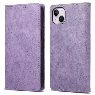 DF-05 Kompatybilny z iPhone 15 PU Skórzane etui na smartfon RFID Stojak na telefon Portfel Fioletowy - Portfele - miniaturka - grafika 1