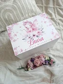 Pamiątka Chrztu Świętego - KUFEREK ANIOŁ wróżka prezent na chrzest dziewczynki kuferek wspomnień - miniaturka - grafika 1