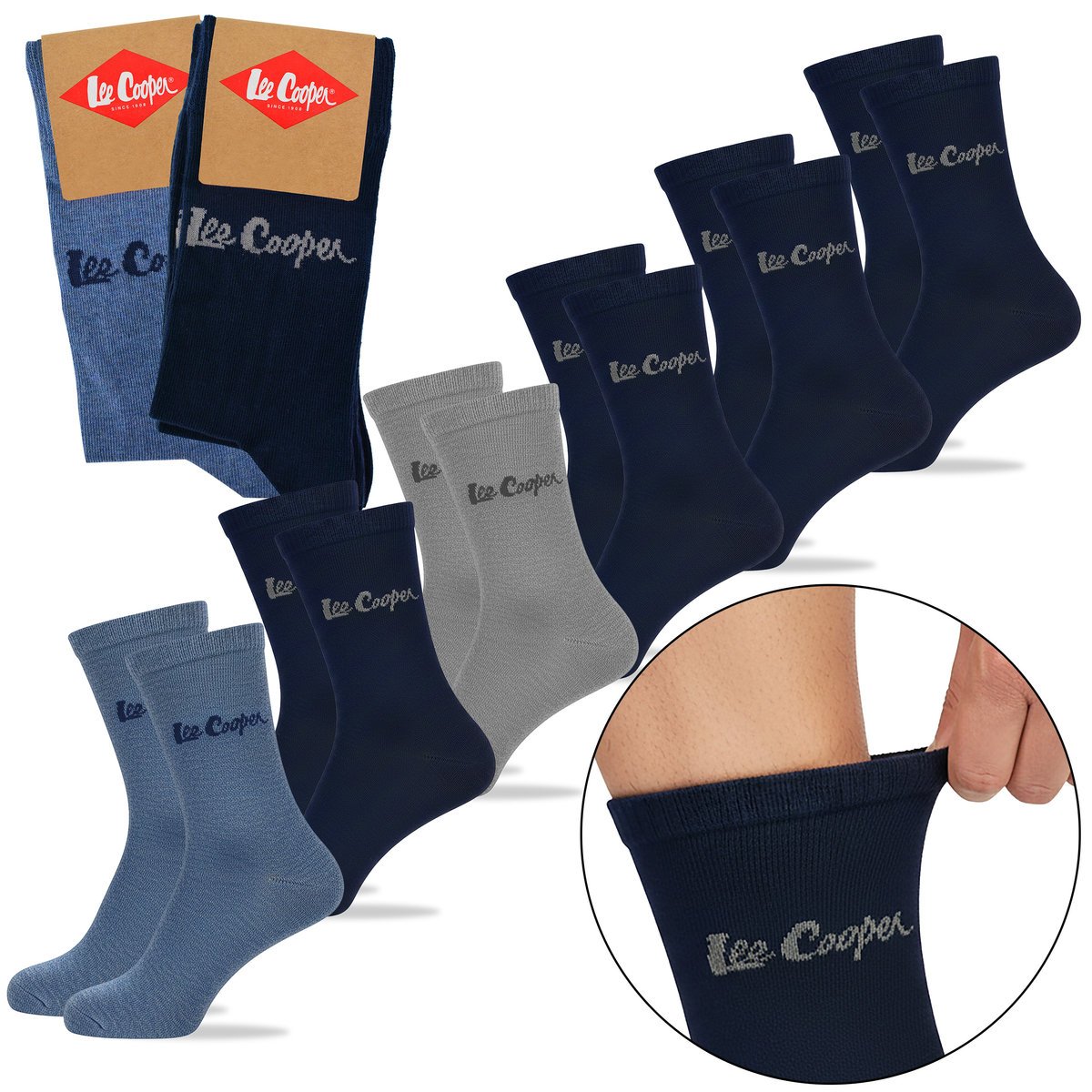 Lee Cooper Skarpety Męskie 6 par Długie Bawełna Logo Rozmiar 39-42
