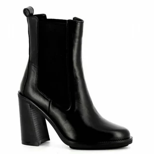 Czarne skórzane sztyblety na słupku CARINII - Carinii - Botki damskie - miniaturka - grafika 1