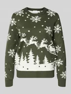 Swetry damskie - Sweter z dzianiny z okrągłym dekoltem model ‘SNOWI’ - miniaturka - grafika 1