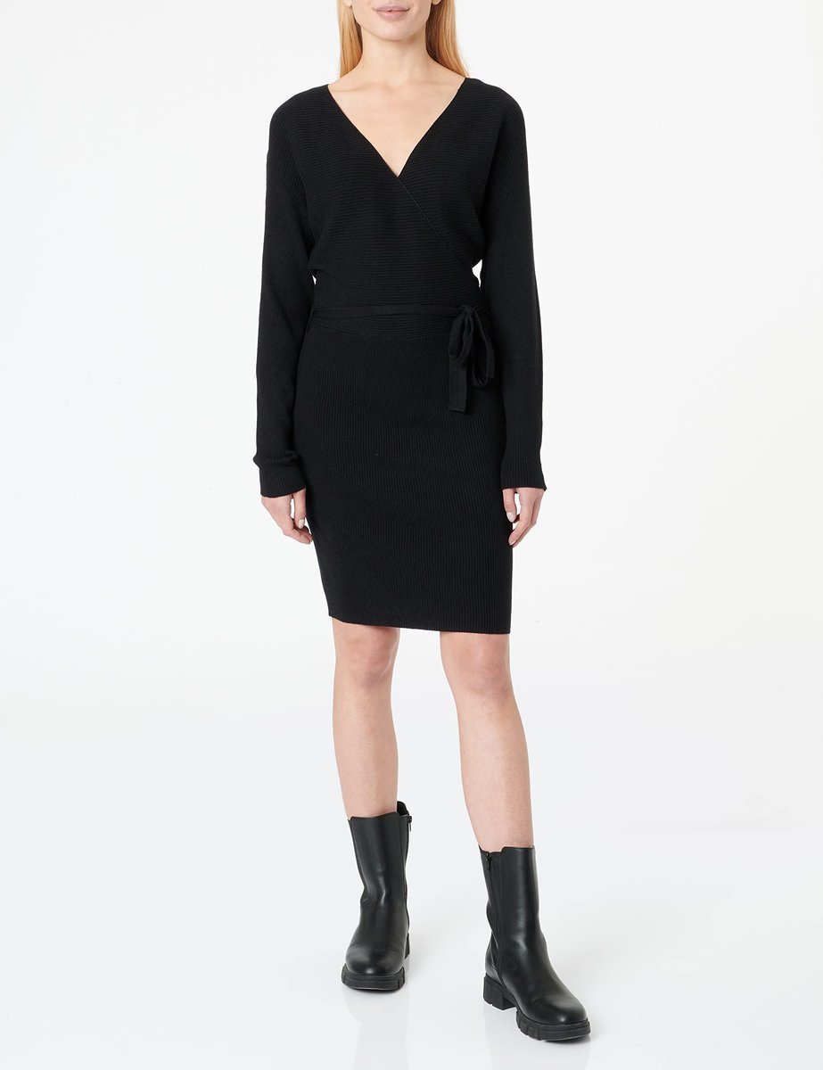 VERO MODA SUKIENKA DZIANINOWA CZARNA Z WIĄZANIEM M 6FA