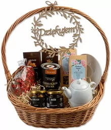 Kosz prezentowy podziękowania dla rodziców, świadków. Personalizowany grawer - Zestawy upominkowe Kosz prezentowy podziękowania dla rodziców, świadków. Personalizowany grawer - Zestawy upominkowe - miniaturka - grafika 1