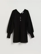 Sukienki - Reserved - Dzianinowa sukienka mini - czarny - miniaturka - grafika 1