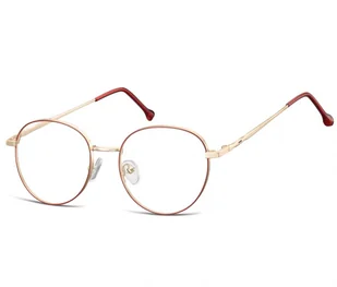 Sunoptic Okulary Oprawki owalne Lenonki optyczne 912F złoto-czerwone - Okulary korekcyjne, oprawki, szkła - miniaturka - grafika 1
