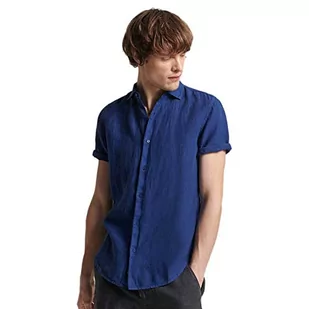 Superdry Studios Casual Linen S/S Shirt Bluza męska, Navy Twilight, 3XL - Bluzy męskie - miniaturka - grafika 1