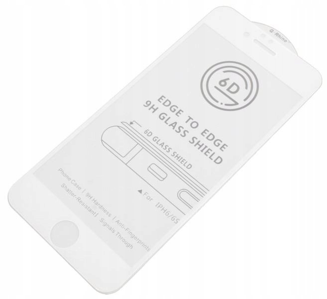 Szkło 9H Full 6D Cf Do Apple Iphone 6 / 6S Białe Szkiełko Ochronne Szybka Hartowana Na Ekran