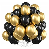Balony i akcesoria - Balony Czarne Złote Chrom duże Balony CHROMOWANE balon Na Urodziny 25 szt - miniaturka - grafika 1