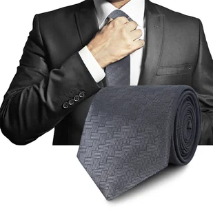 Elegancki KRAWAT Męski Klasyczny GRAFITOWY Geometryczny M.54 Pako Jeans - Krawaty i muchy męskie - miniaturka - grafika 1