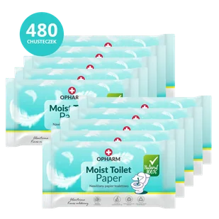 Zestaw Opharm Moist Toilet Paper, nawilżany papier toaletowy, 10 x 48 sztuk - Papier toaletowy - miniaturka - grafika 1
