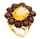 Złoty pierścionek próby 0,750 z motywem kwiatu cytryn 8 ct granaty 2 ct