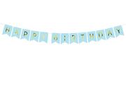 Gadżety dla niej i dla niego - PartyDeco Baner "Happy Birthday", niebieski jasny, 175 x 15 cm GRL57-001J - miniaturka - grafika 1