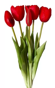 Tulipany silikonowe jak żywe czerwone bukiet 5 sztuk gumowe 43 cm - Sztuczne kwiaty - miniaturka - grafika 1