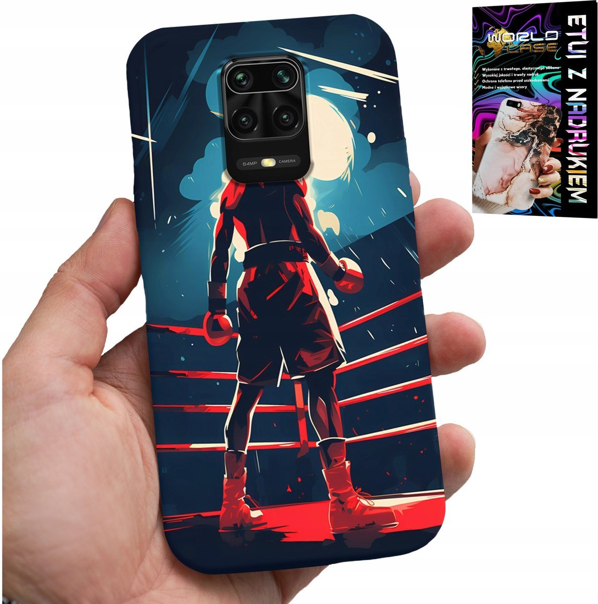 ETUI DO XIAOMI NOTE 9 PRO / 9S - BOKS SPORTY WALKI BOKSERZY WZORY + SZKŁO