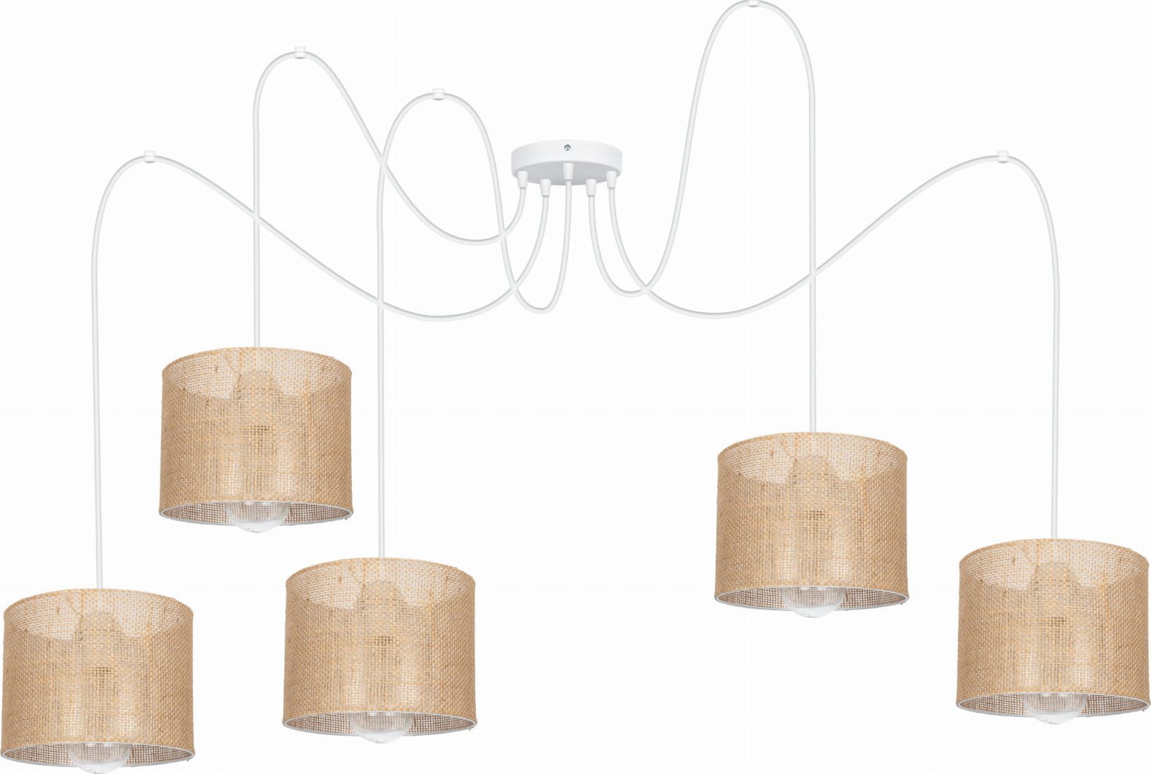 Lampa wisząca Solar Lampa sufitowa pająk BOHO len 5 żarówek biała