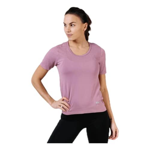 Nike Damska koszulka W Nk Infinite Top Ss Pył śliwkowy/srebrny odblaskowy XS