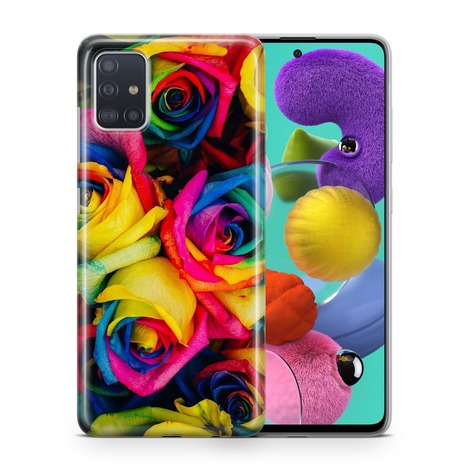 Etui na telefon komórkowy Pokrowiec ochronny na Samsung Galaxy A70 Etui Bumper Cases TPU, Model: Samsung Galaxy A70, Wybierz wzór: Kolorowe róże