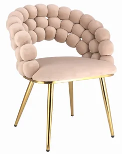 Beżowe welurowe krzesło na złotym stelażu G9-A31 - Krzesła - miniaturka - grafika 1